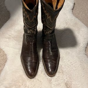 Justin Genuine Lizard skin boots.  Chocolate / Brown - size 9 1/2D